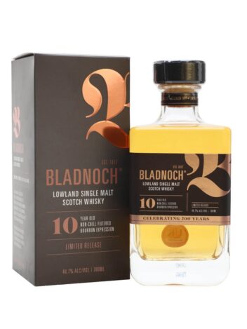 Bladnoch 10 year old whisky bottle